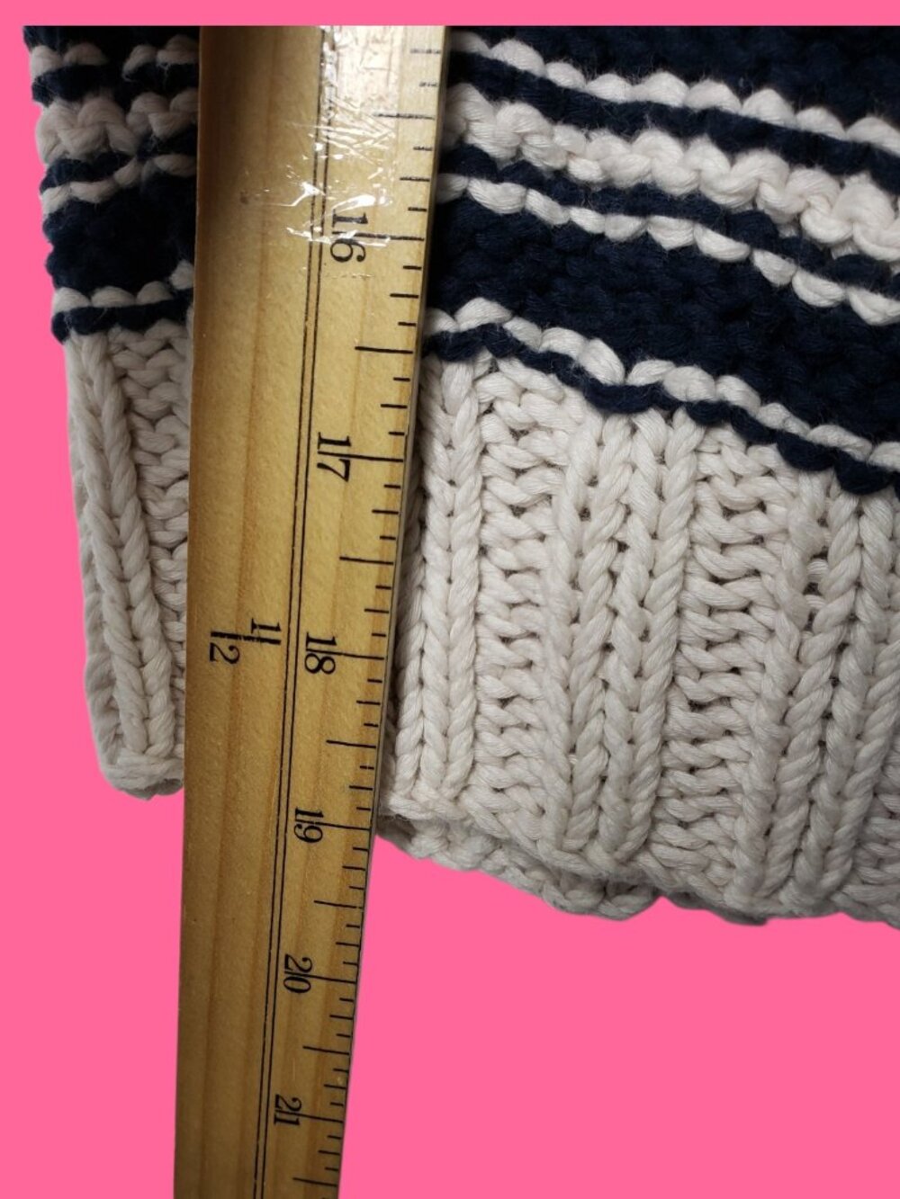 Wallace Vtg Womens Striped Crochet Knit Button Vest Navy & Beige Small - Picture 6 of 8